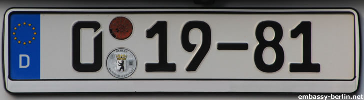 Diplomatic vehicle registration plate Australia (0 19-81)