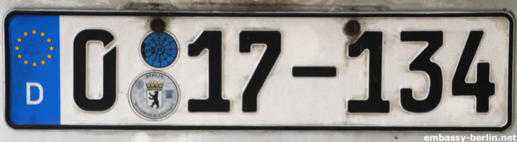 Diplomatic vehicle registration plate USA (0 17-134)